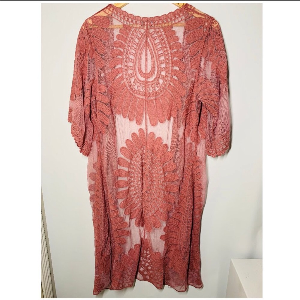 🍎LAST DAY 9/28🍎REBELLION AGAIN DUSTER CARDY BLUSH PINK LACE S - Picture 6 of 8